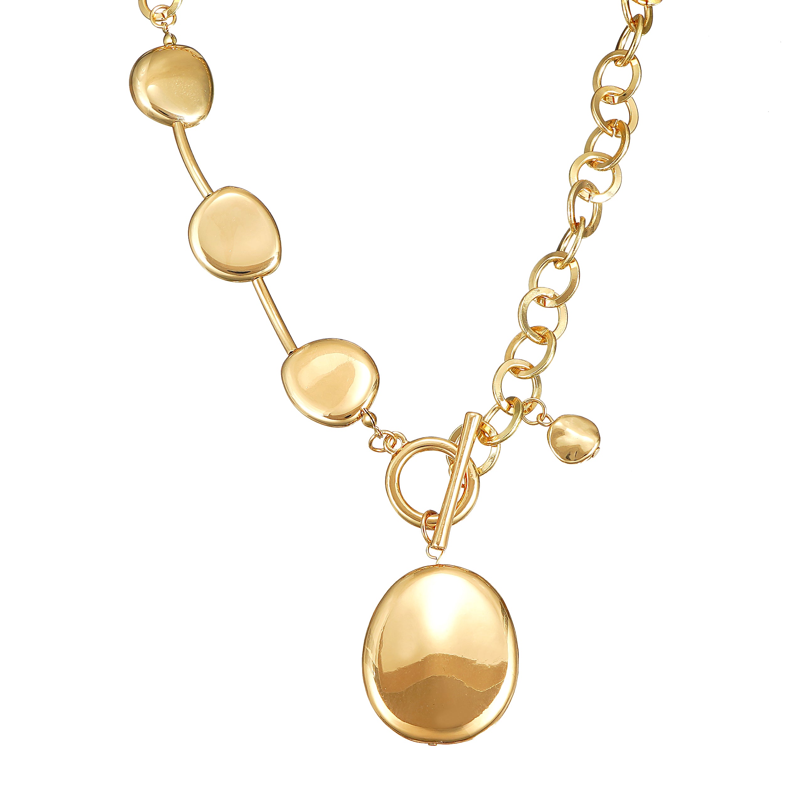 Designer Medallion Necklace in Yellow gold over Brass
