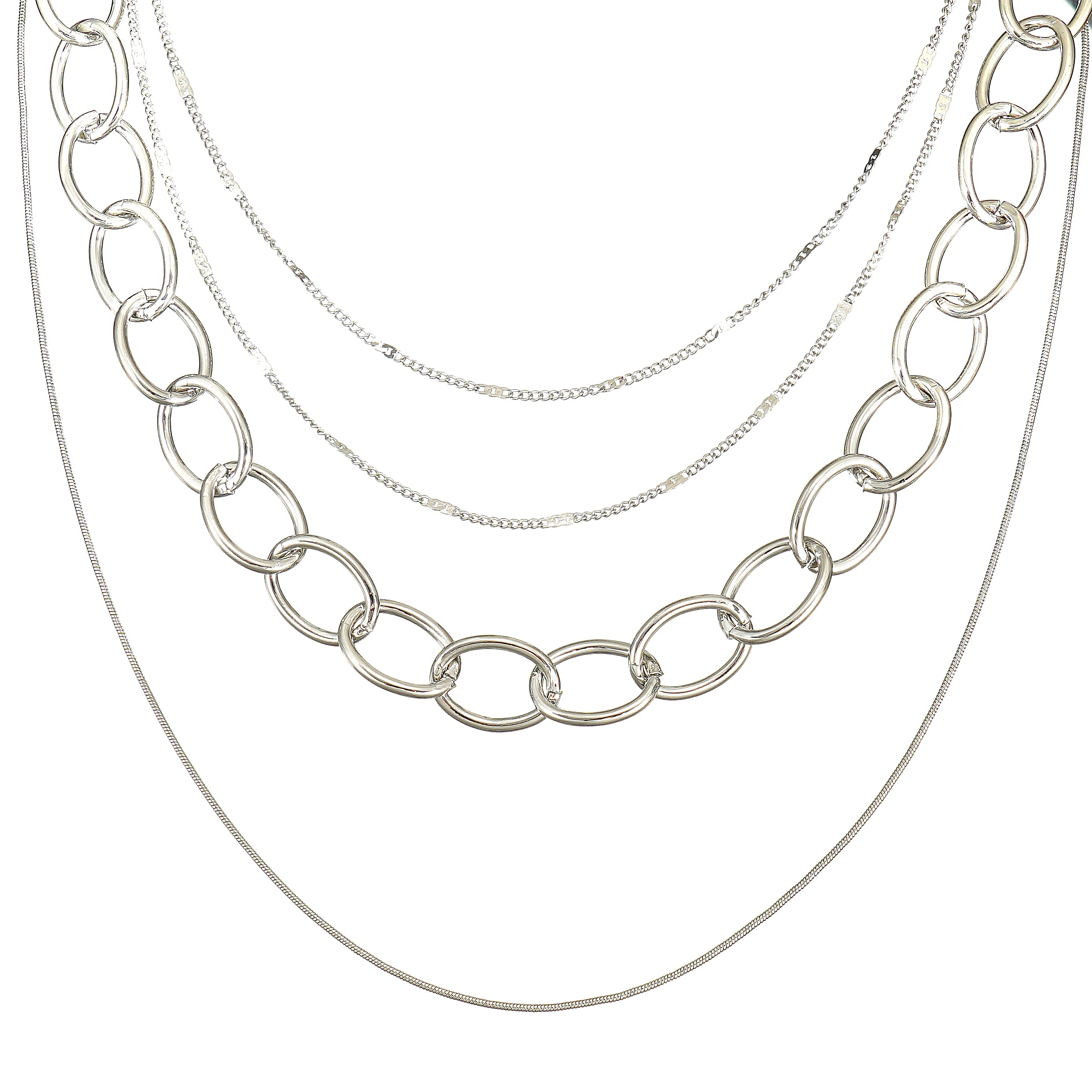 Layered Chain Necklace in Brass