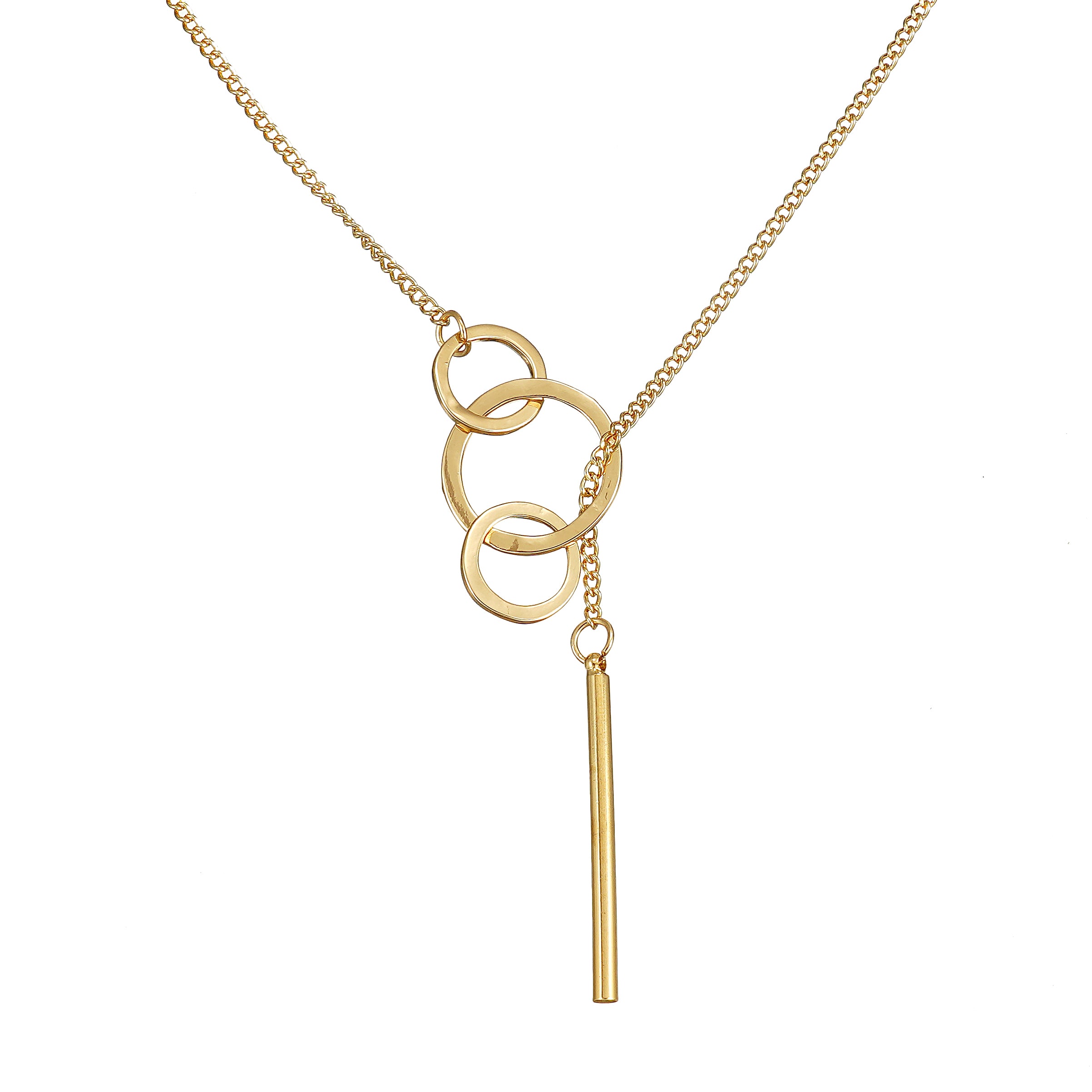 Lariat Necklace in Yellow gold Plating over Brass