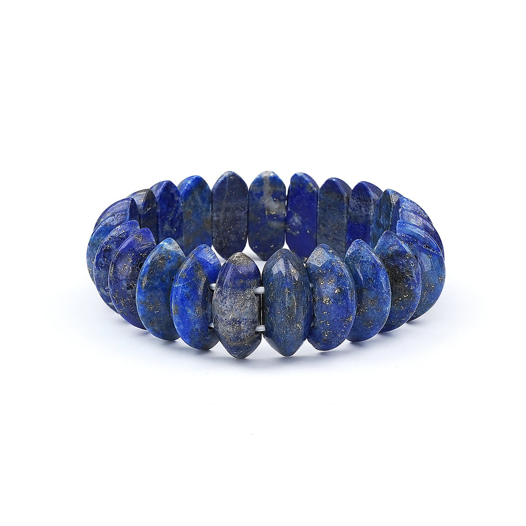 Fancy Cut Natural Lapis Stretch Bracelet 325 carat