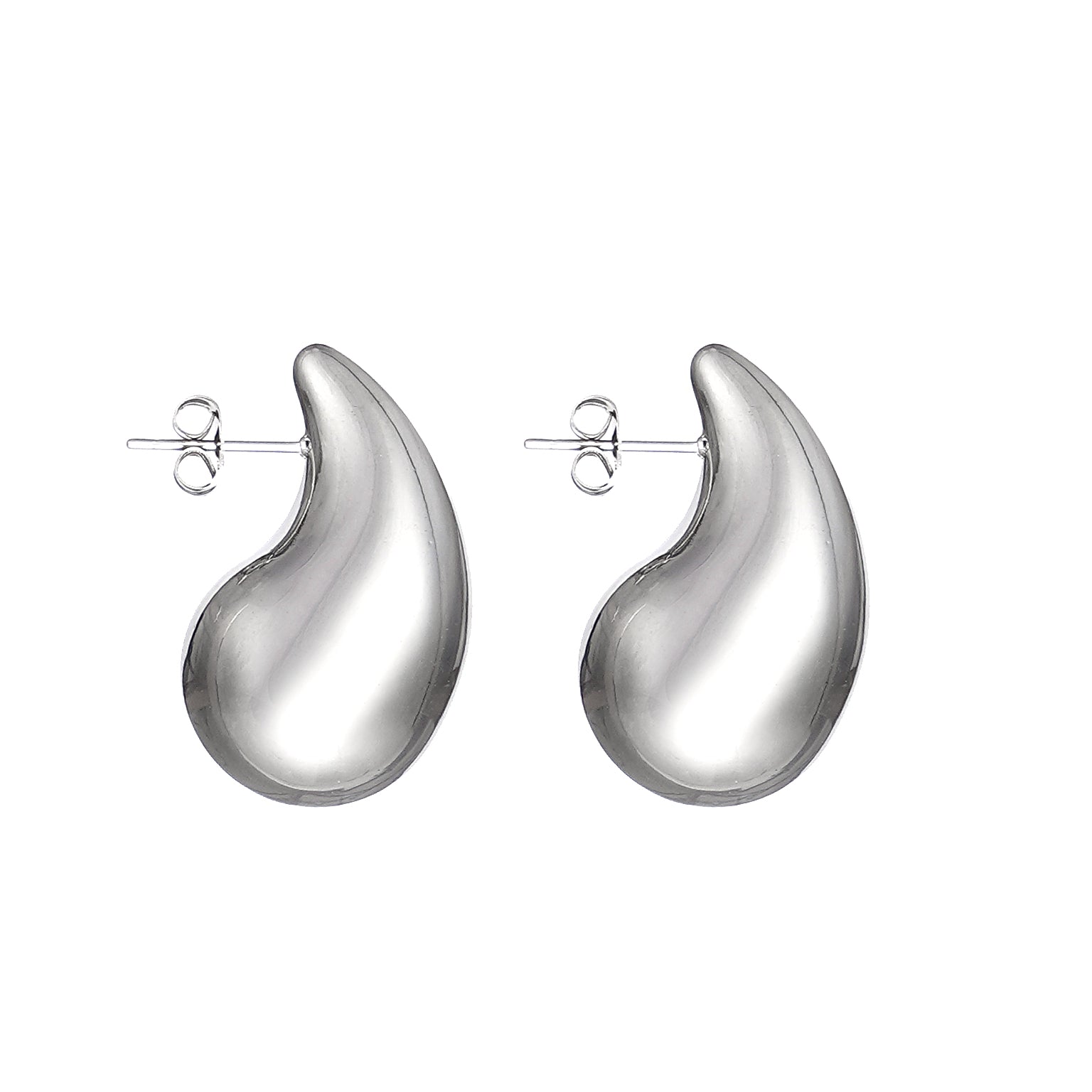 Puffed Raindrop Earrings in Stainless Steel 31mm