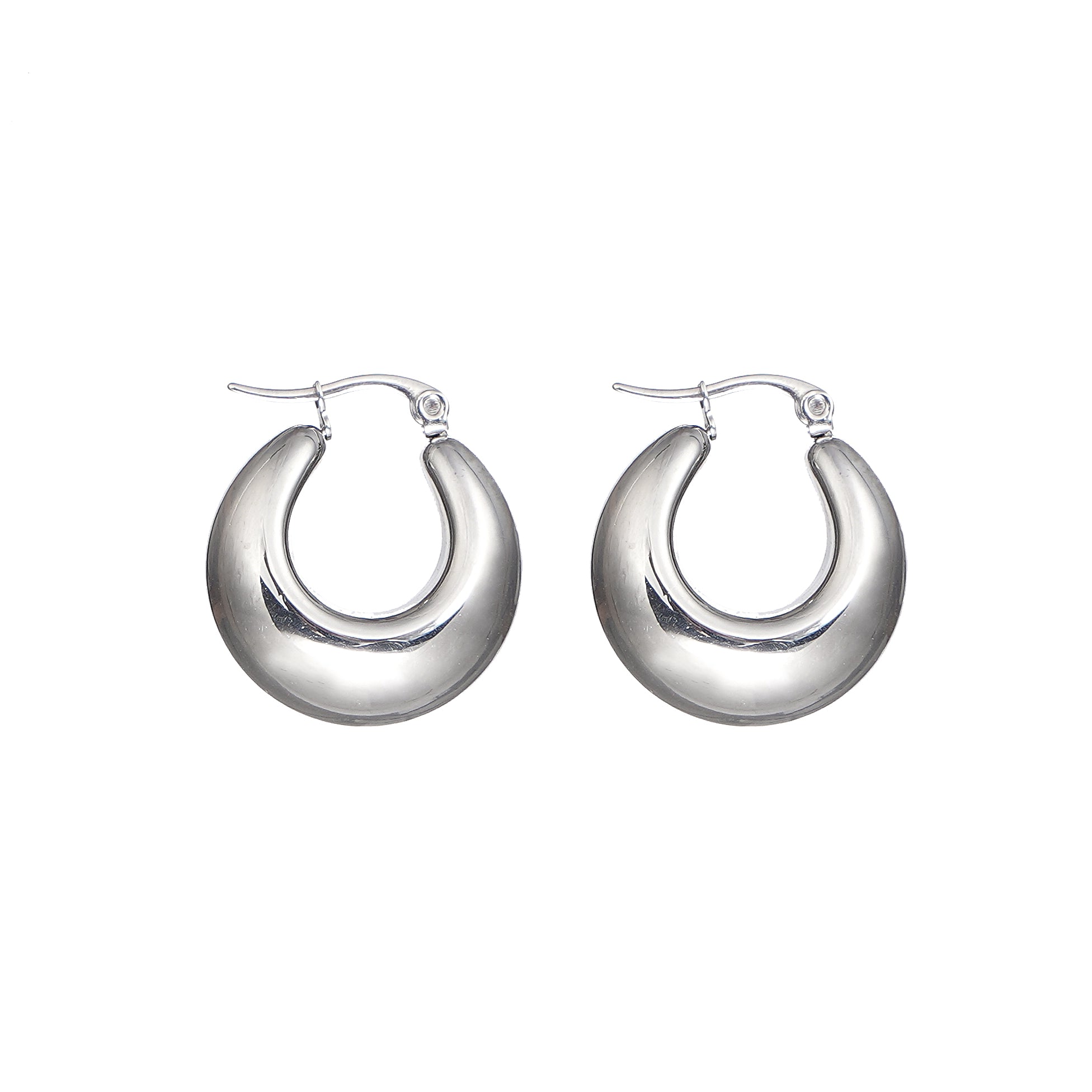 Chunky Puffed Hoop Earring in Stainless Steel 22mm