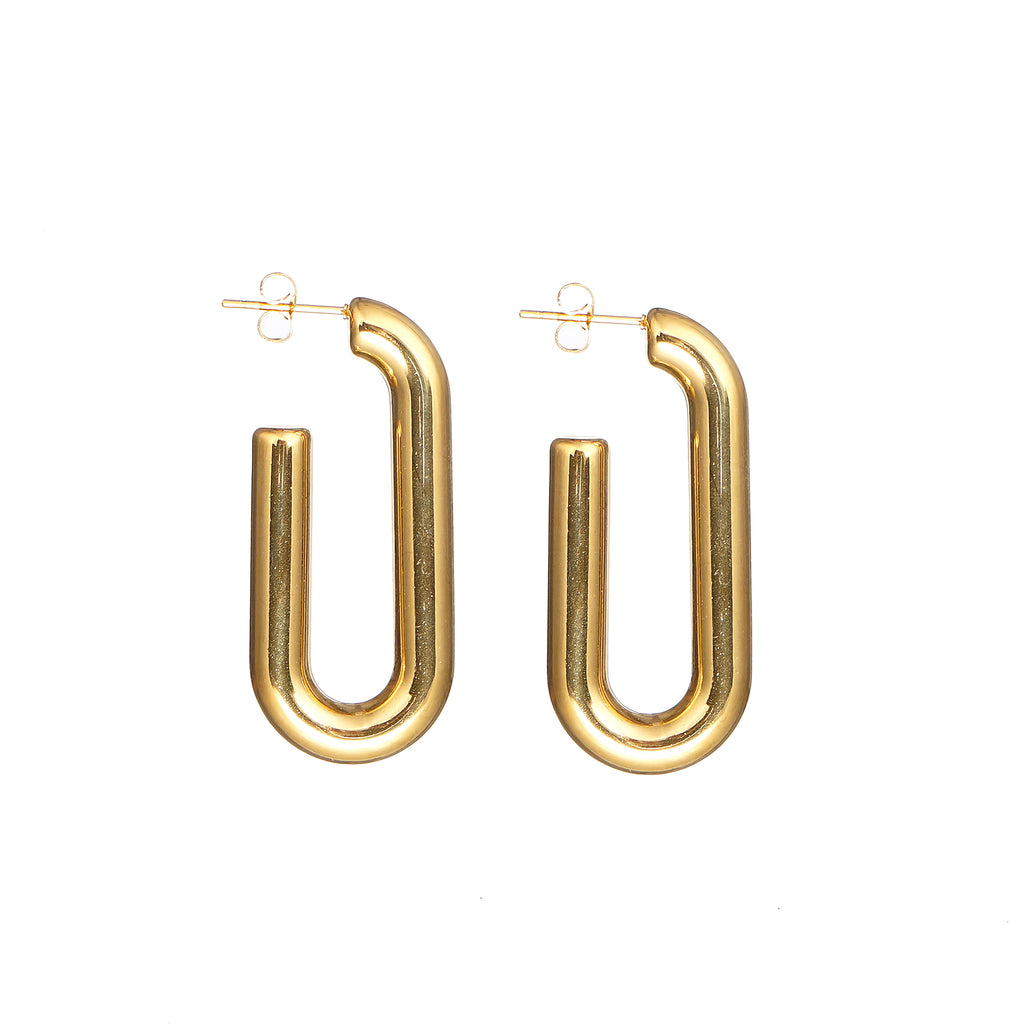 U Hoop Earring in Stainless Steel in IP Yellow Gold 44mm