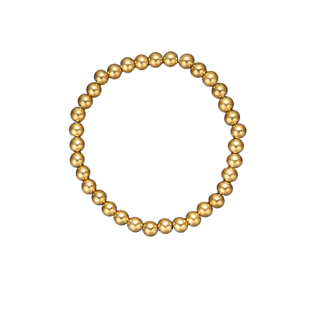 316 Stainless Steel Stretch Bead Bracelet 6mm in IP Yellow Gold
