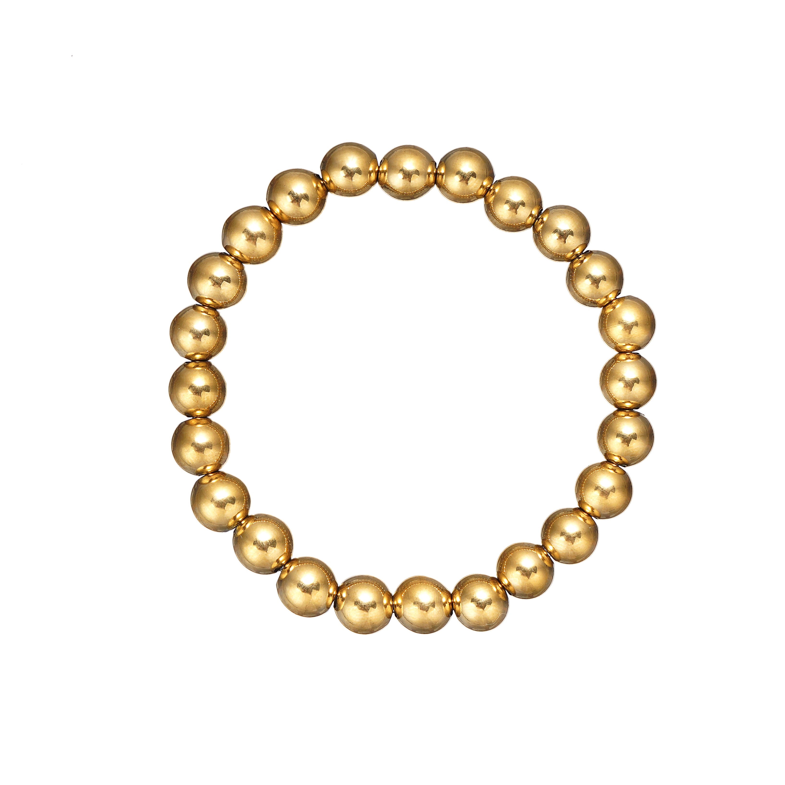 316 Stainless Steel Stretch Bead Bracelet 8mm in IP Yellow Gold