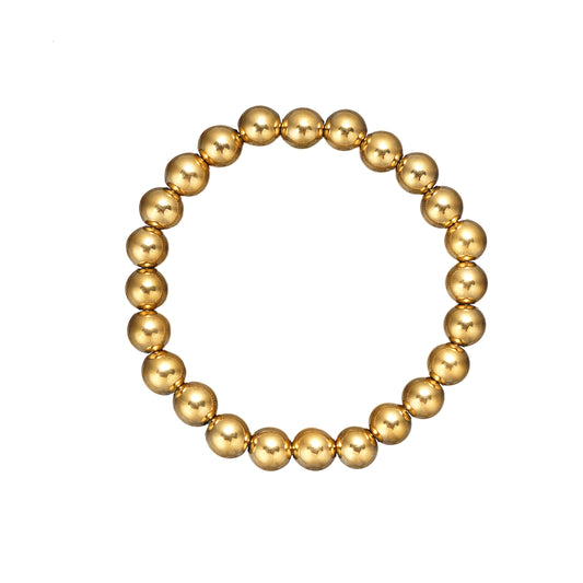 316 Stainless Steel Stretch Bead Bracelet 8mm in IP Yellow Gold