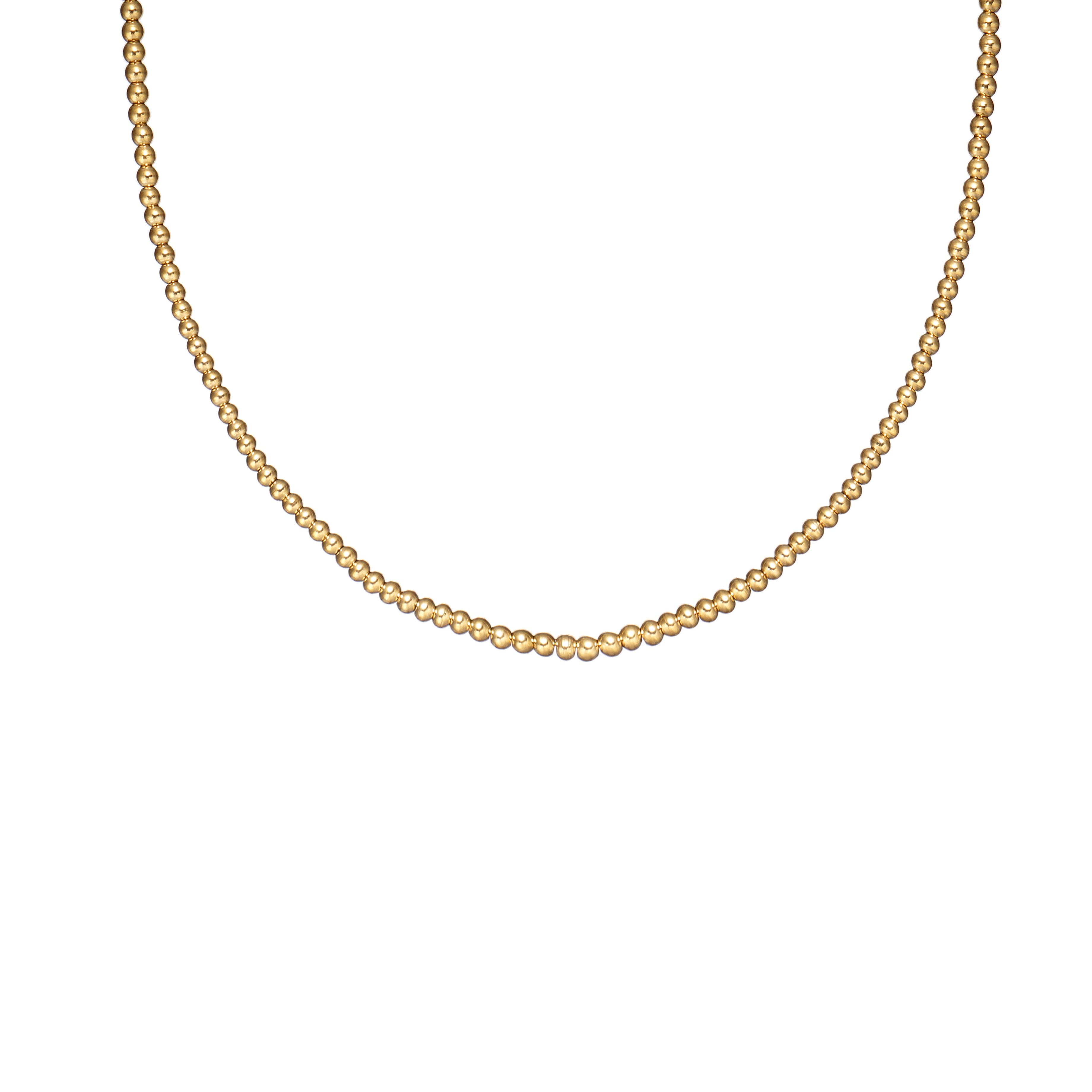 3mm 316 Stainless Steel Bead Necklace 18 inch with 2 inch extender in IP YG