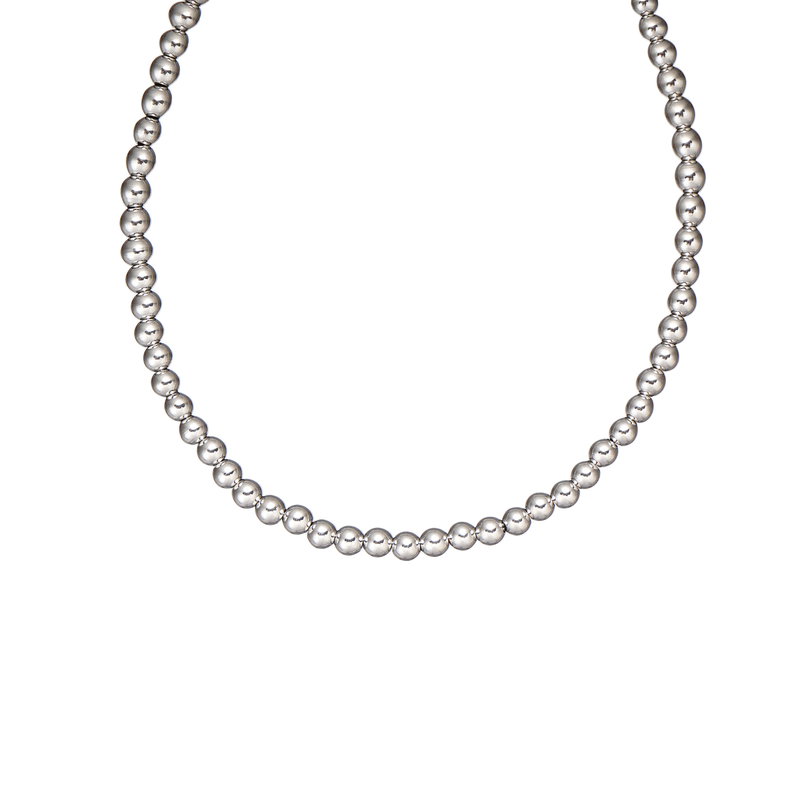 5mm 316 Stainless Steel Bead Necklace 18 inch with 2 inch extender