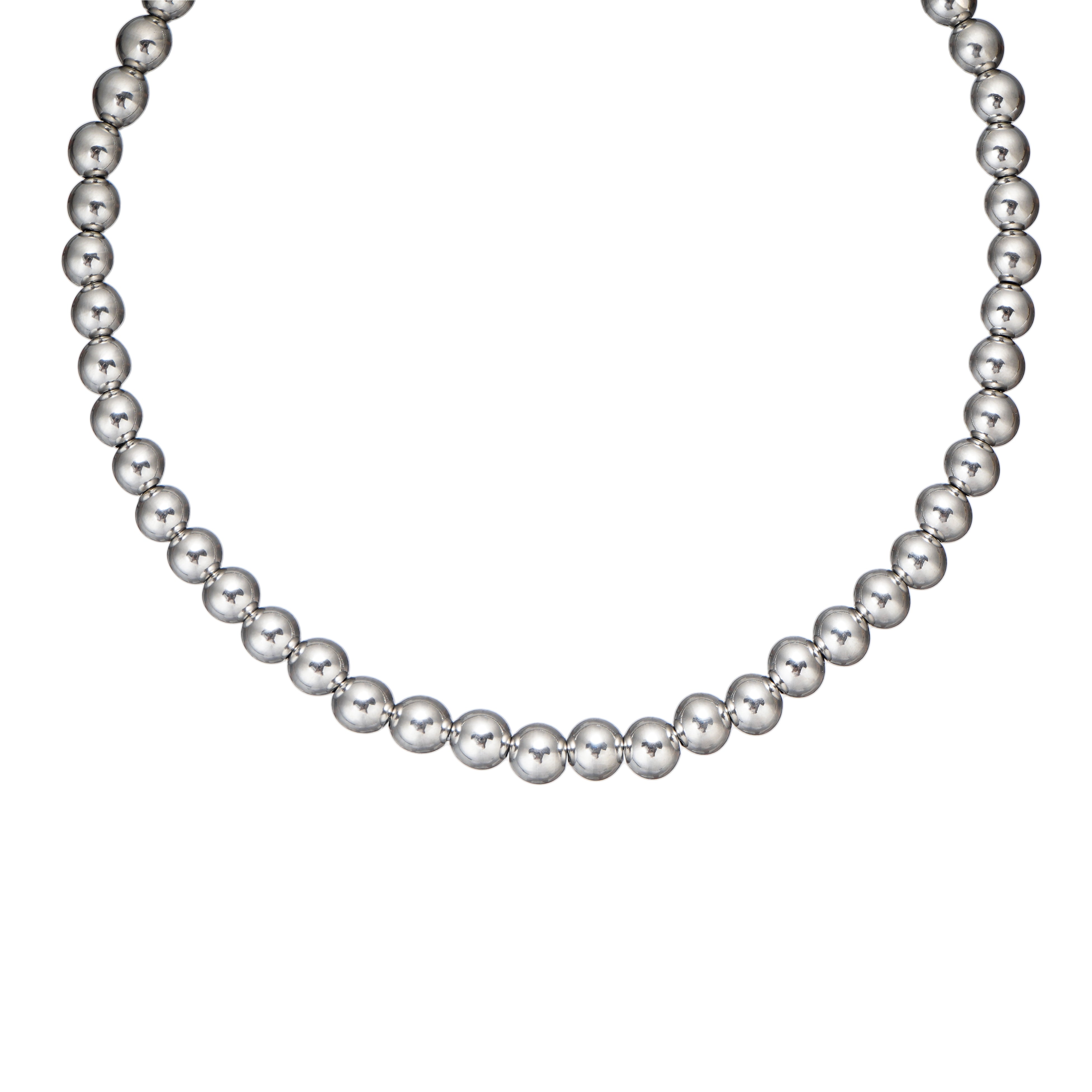 8mm 316 Stainless Steel Bead Necklace 18 inch with 2 inch extender
