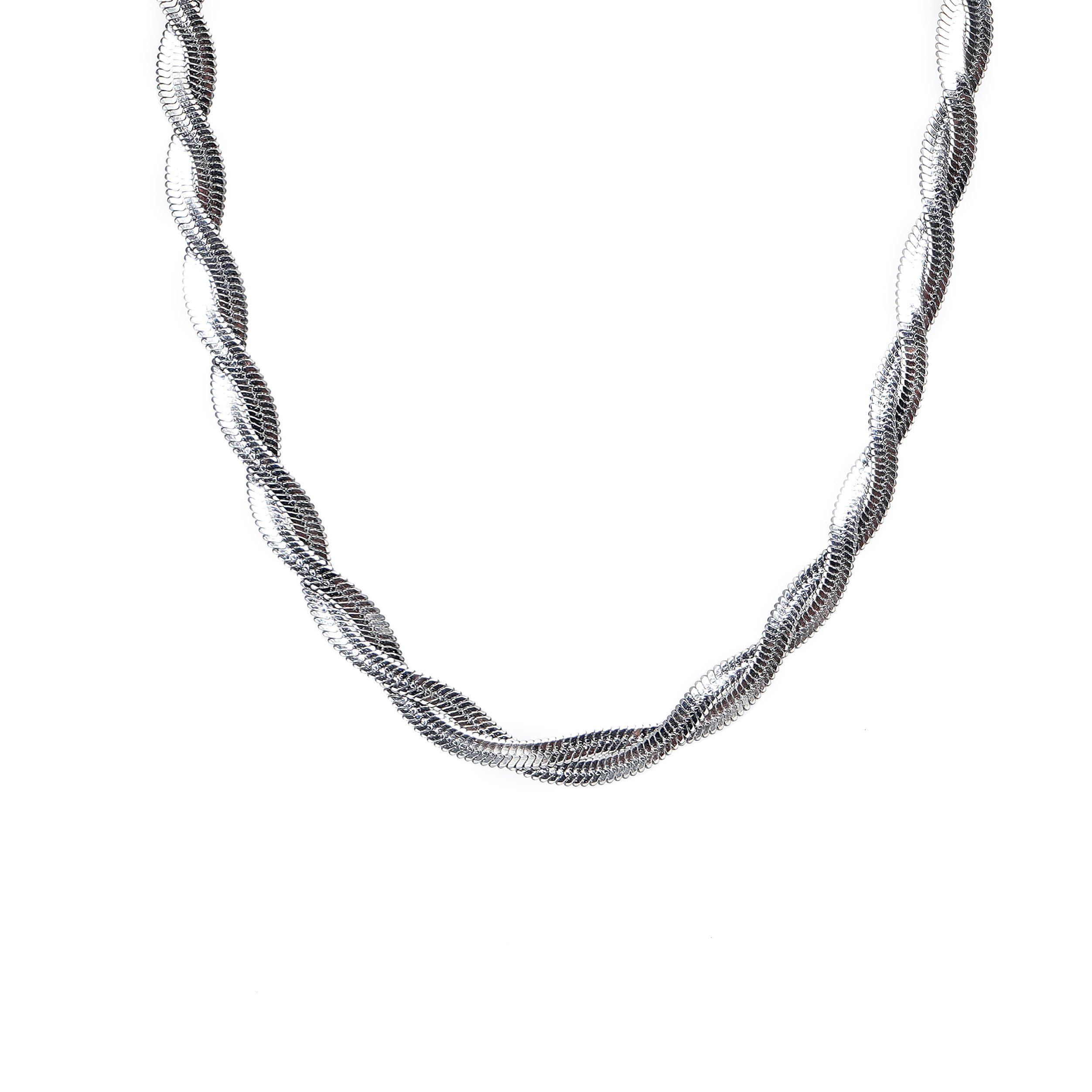 Twisted double layered Herringbone Chain Necklace 18 inch with 2 inch extender in 316 Surgical Stainless Steel