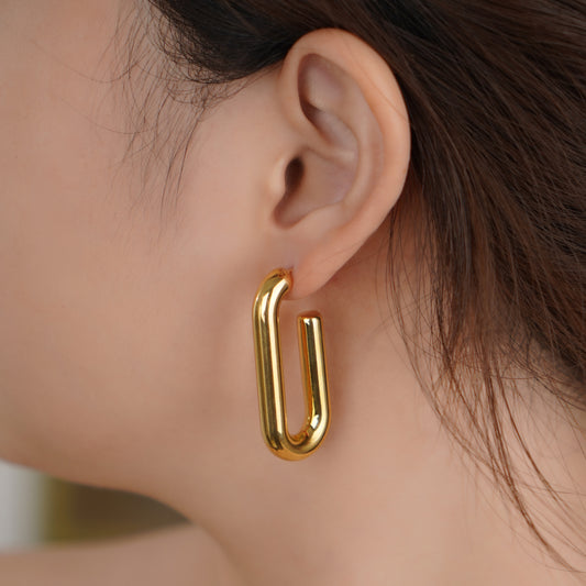 U Hoop Earring in Stainless Steel in IP Yellow Gold 44mm