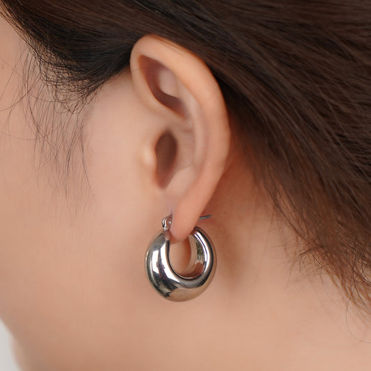 Chunky Puffed Hoop Earring in Stainless Steel 22mm