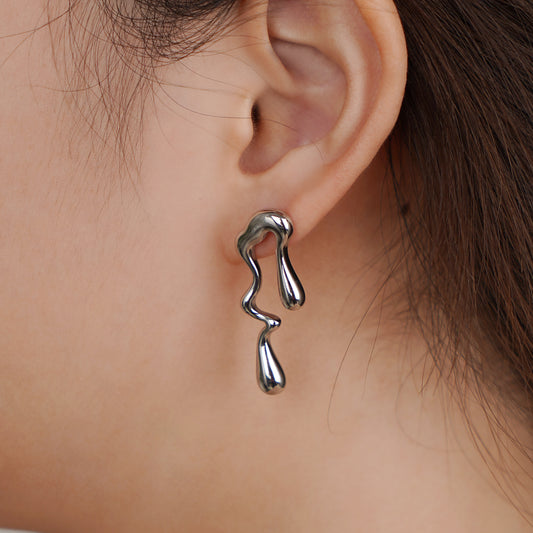Designer Raindrop Earring in Stainless Steel 38mm