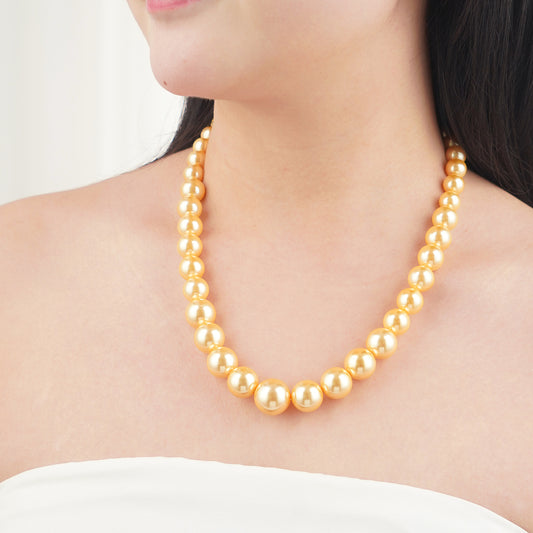 Classic Graduated Golden Shell Pearl Necklace