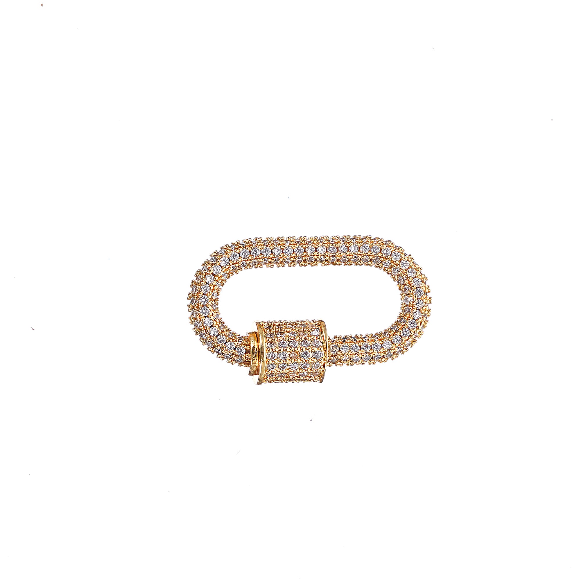 Oval Carabiner Charm Enhancer connector in simulated diamond and Brass