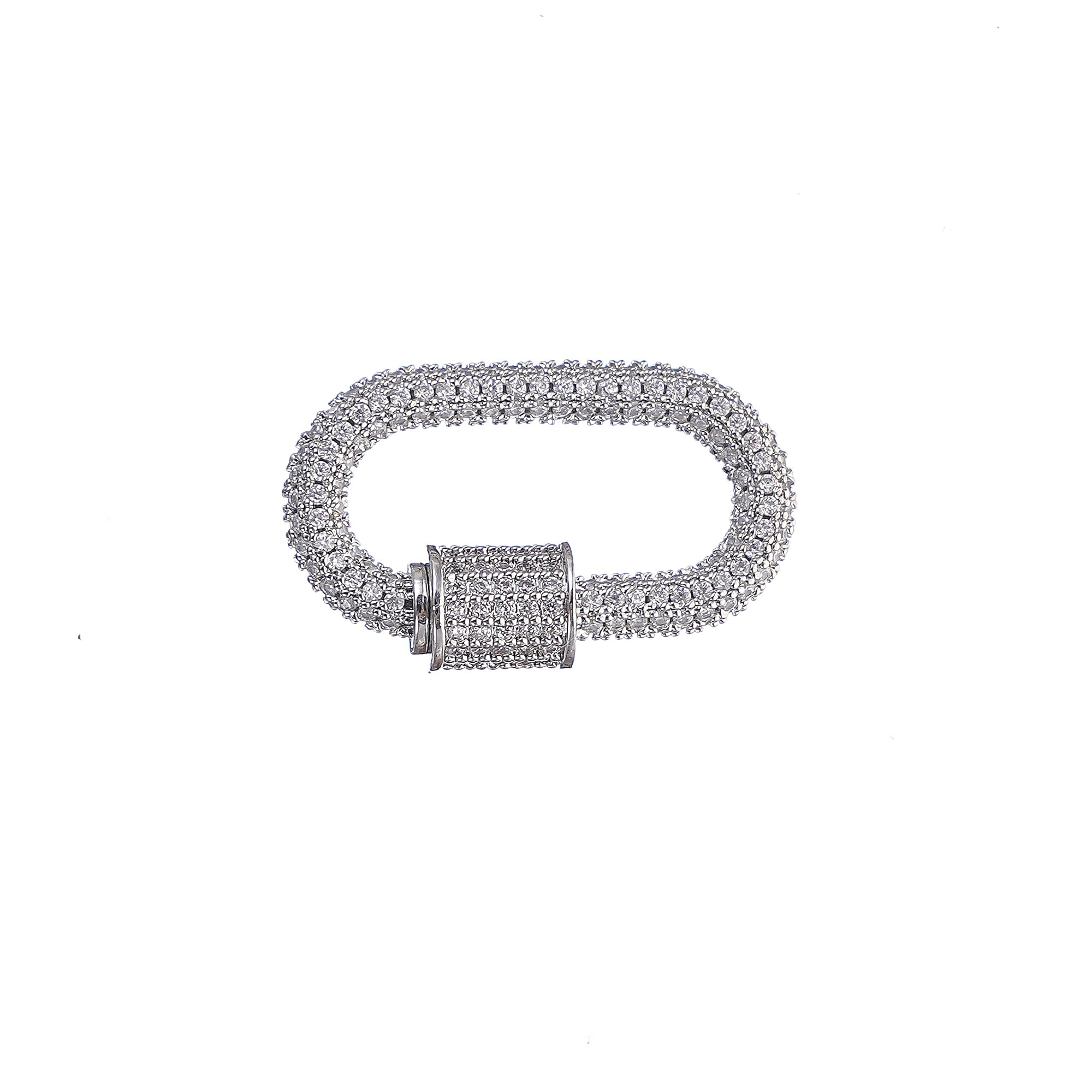 Oval Carabiner Charm Enhancer connector in simulated diamond and Brass