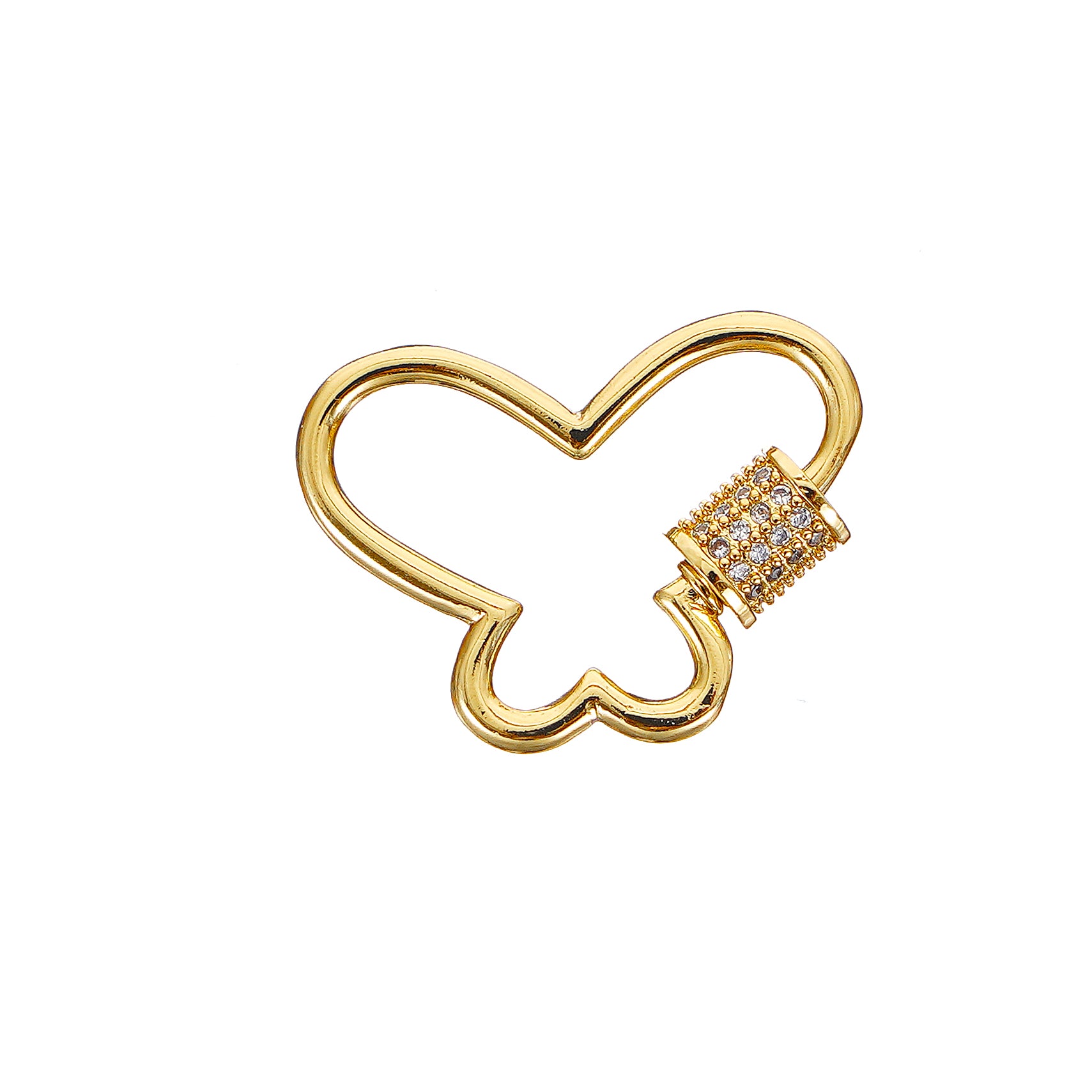 Butterfly Carabiner Charm Enhancer connector in simulated diamond and Brass