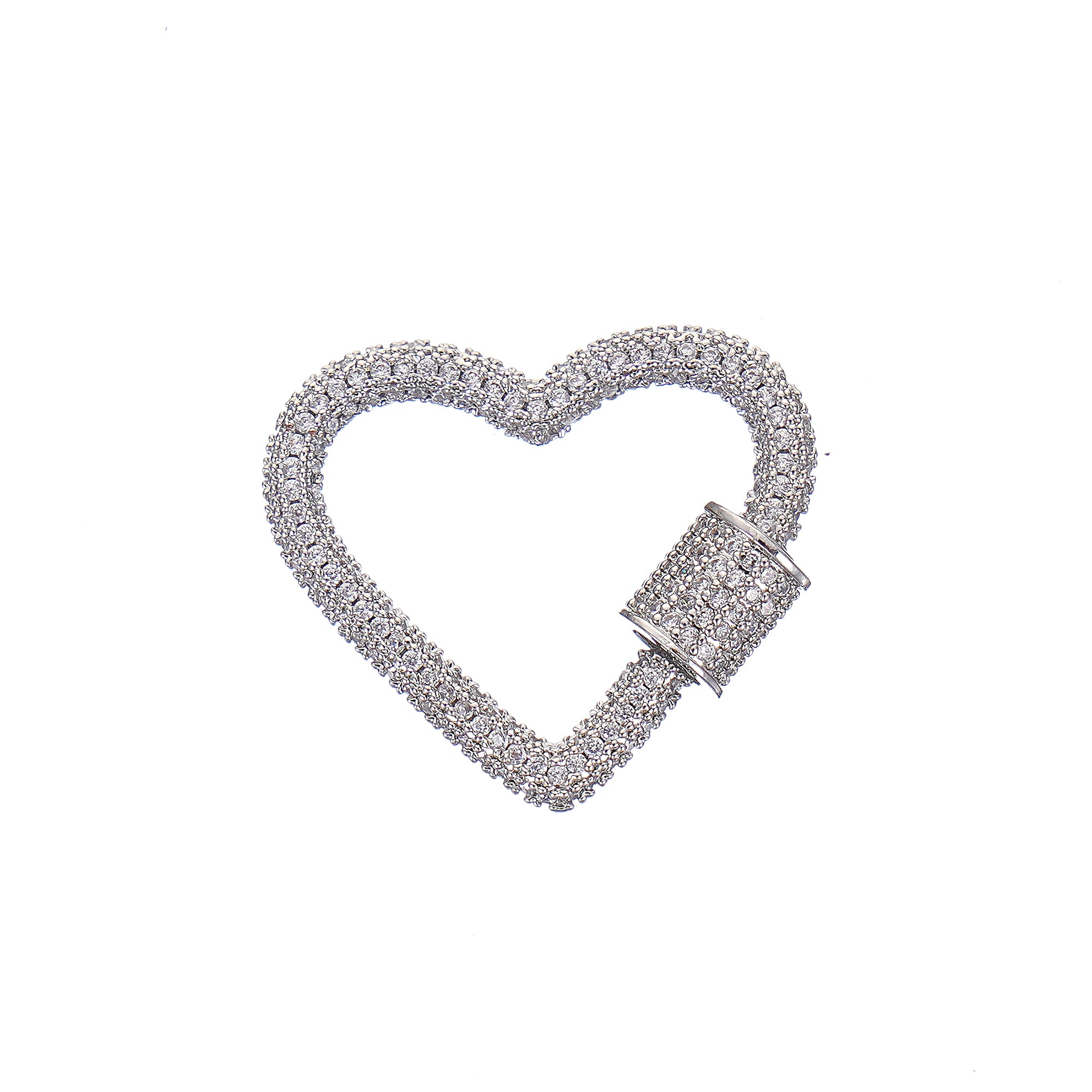 Heart Carabiner Charm Enhancer connector in simulated diamond and Brass