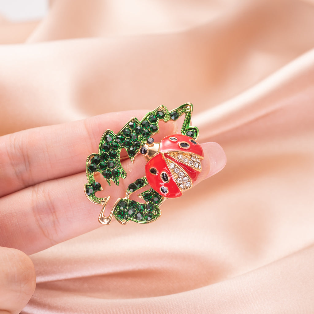 Lucky Lady Bug Enamel Brooch Pin Jewelry