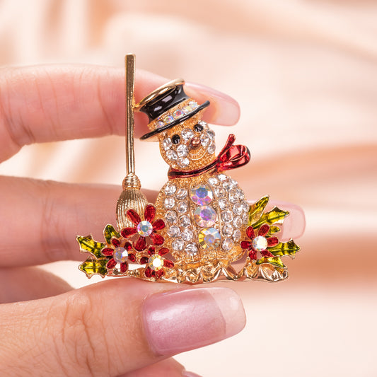 Christmas Snowman Brooch Pin Jewelry with Crystal