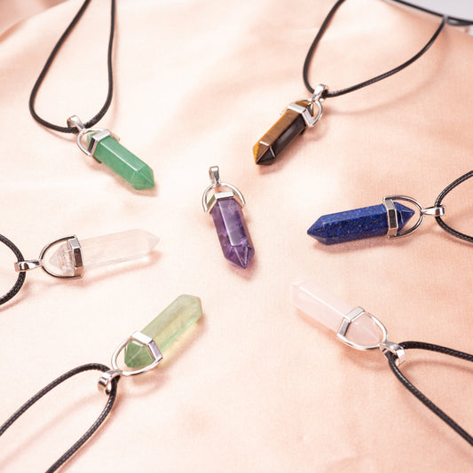 Natural Rose Quartz Point Healing Pendant Necklace