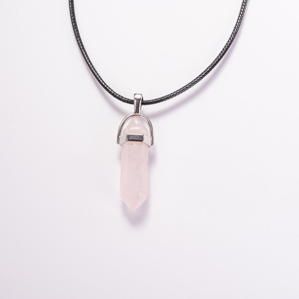 Natural Rose Quartz Point Healing Pendant Necklace