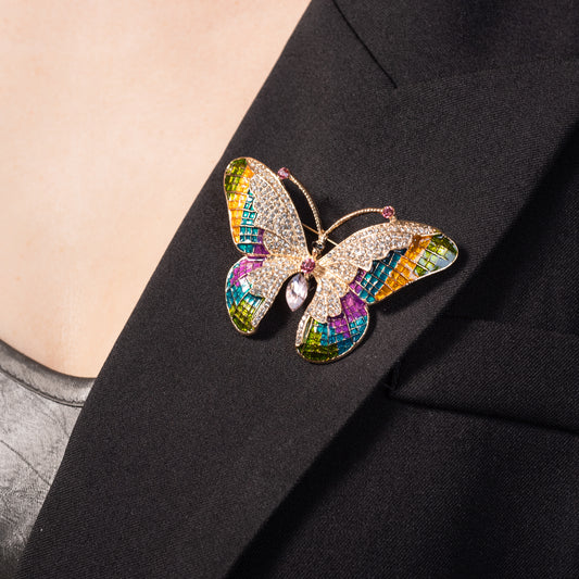 Multi Color Butterfly Brooch Pin Enamel Jewelry with Crystals
