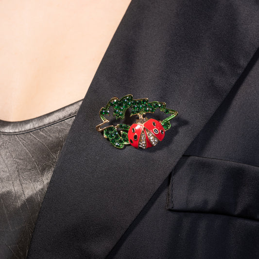 Lucky Lady Bug Enamel Brooch Pin Jewelry