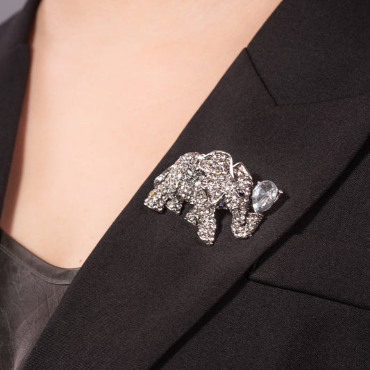 Elephant Brooch Pin Jewelry with Crystals