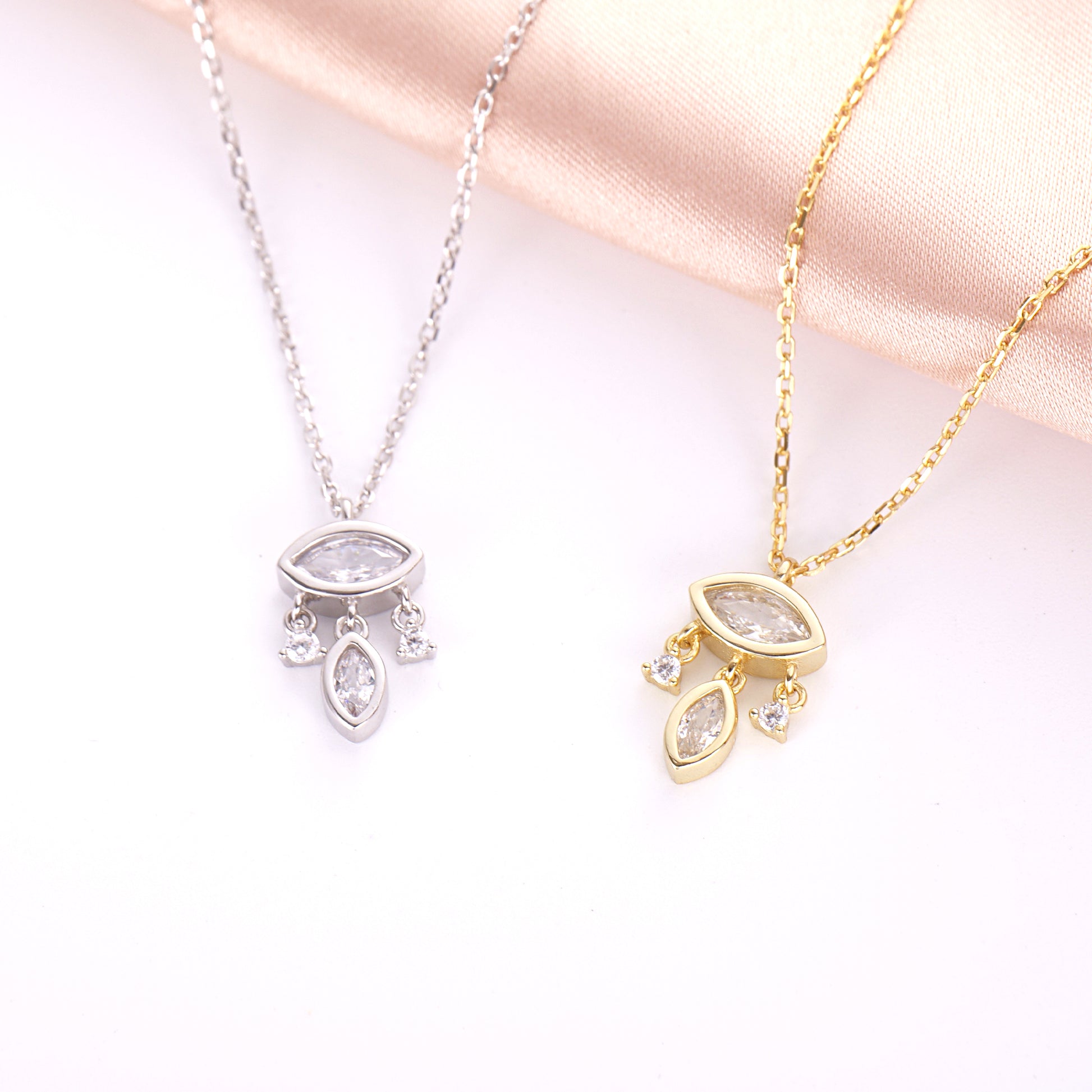 Dainty Dangling Marquise Necklace