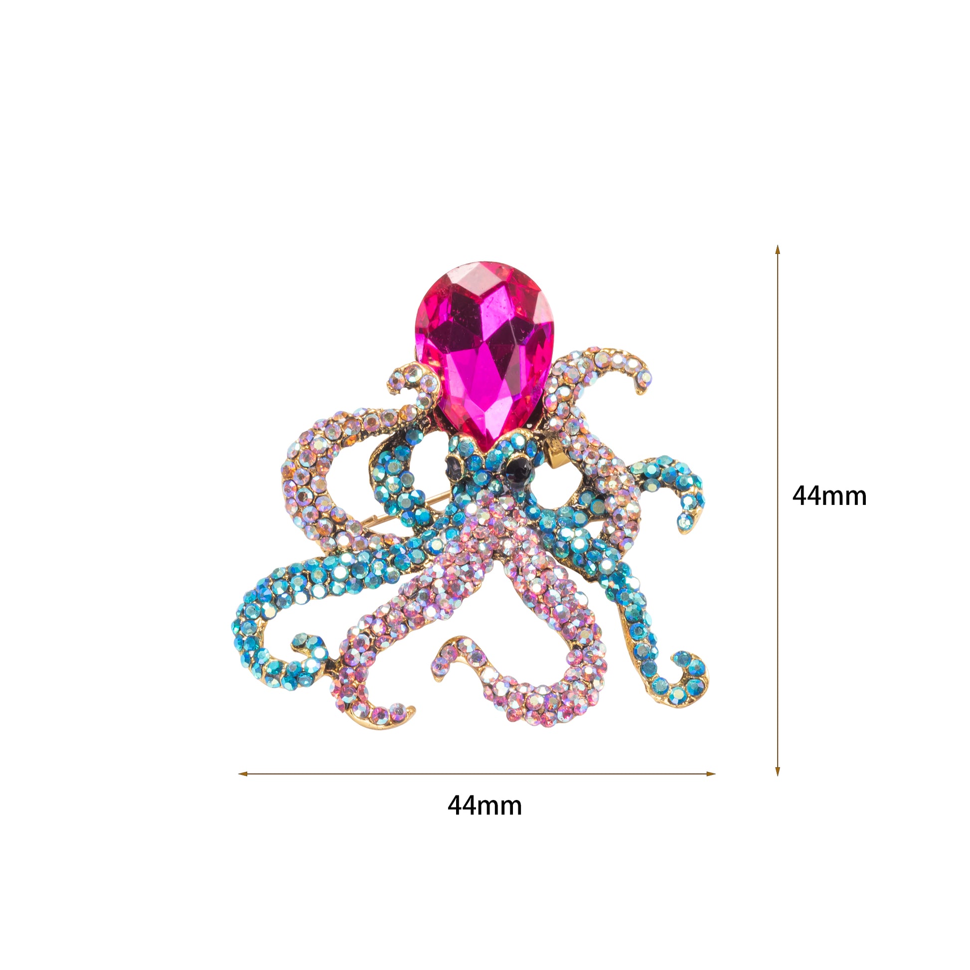 multicolor crystal octopus brooch pin and pendant necklace