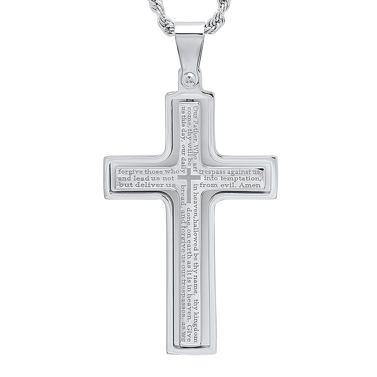 ROBUST stainless steel cross necklace with a functional spinning center.