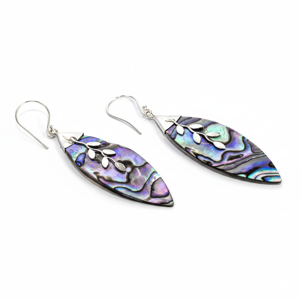 Enchanting Bali Handmade Abalone Shell Earrings in Sterling Silver
