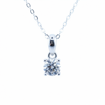 Lab Grown Moissanite Solitaire 6mm Pendant Necklace in sterling silver 0.8 ct