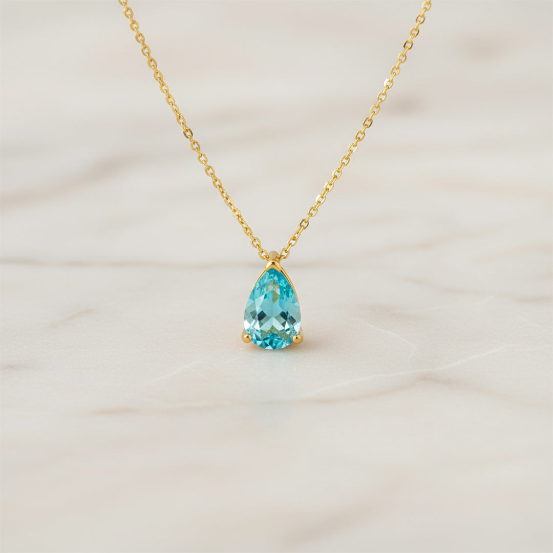 316L stainless steel birthstone necklace with a sparkling CZ pendant
