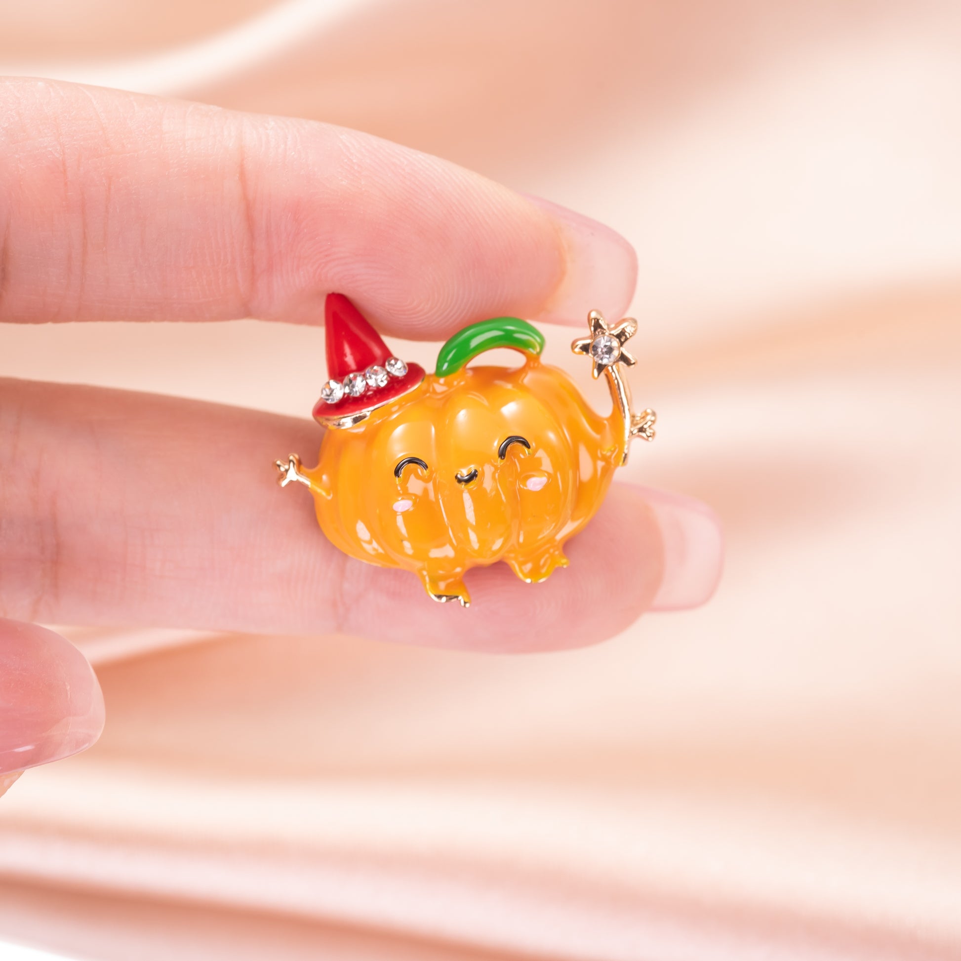 Halloween Pumpkin Brooch | Orange Enamel Pin