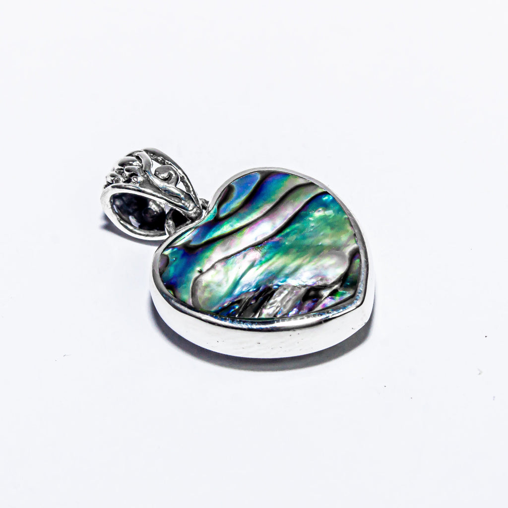 Enchanting Bali Handmade Reversible Heart Pendant in Abalone Shell
