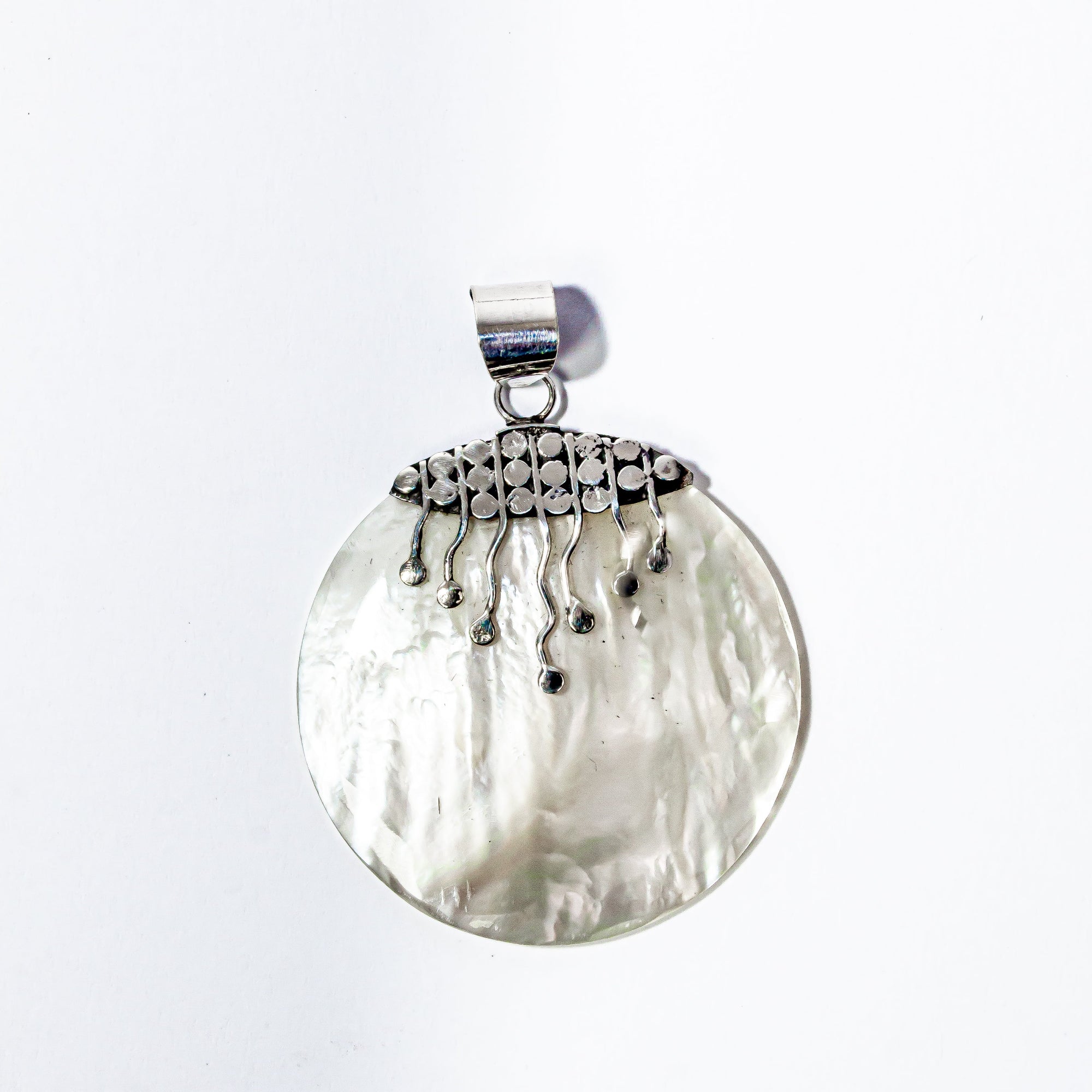 Enchanting Bali Handmade Mother Of Pearl Pendant in Sterling Silver
