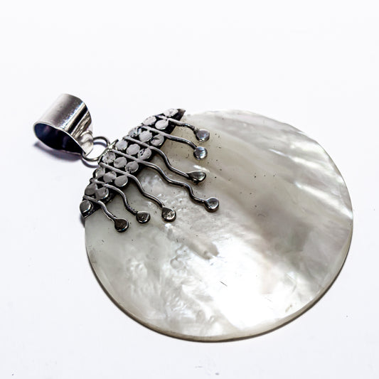 Enchanting Bali Handmade Mother Of Pearl Pendant in Sterling Silver