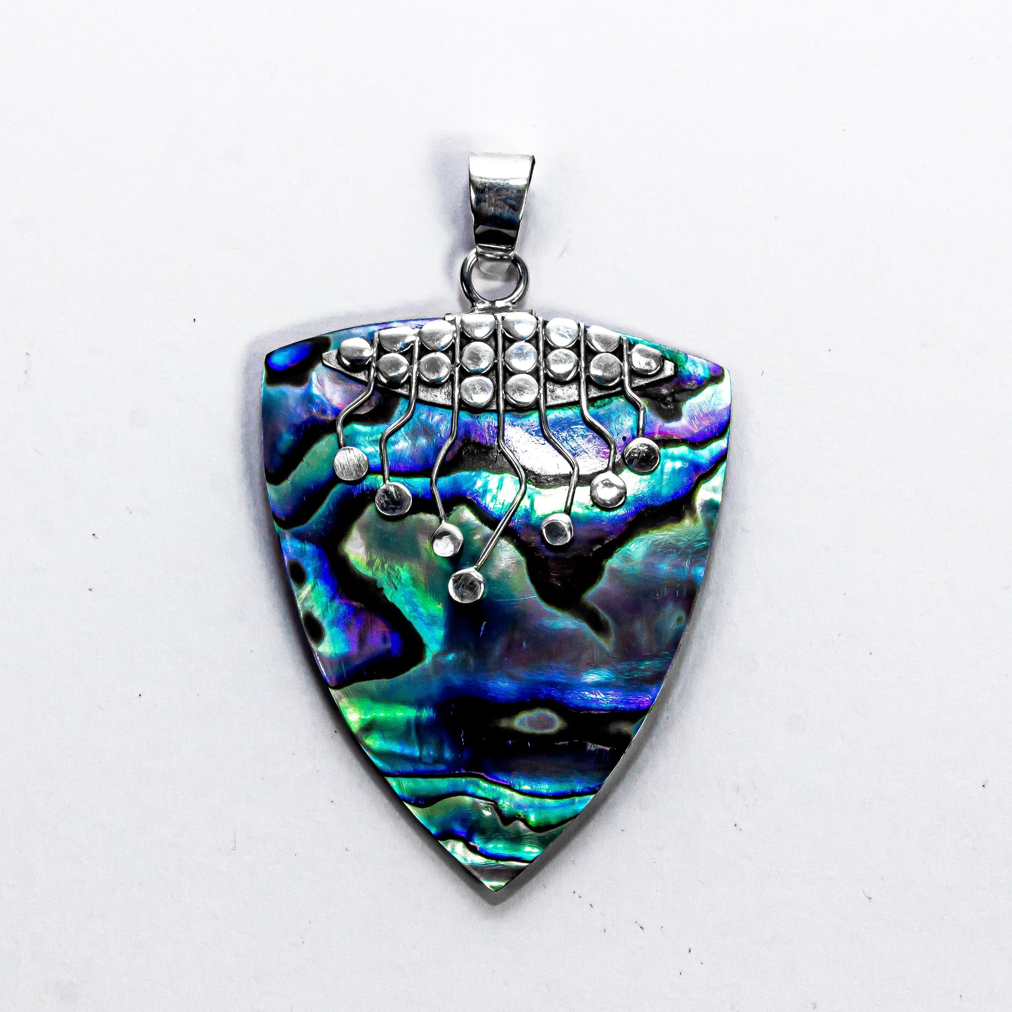 Enchanting Bali Handmade Arrowhead Abalone Shell Pendant in Sterling Silver