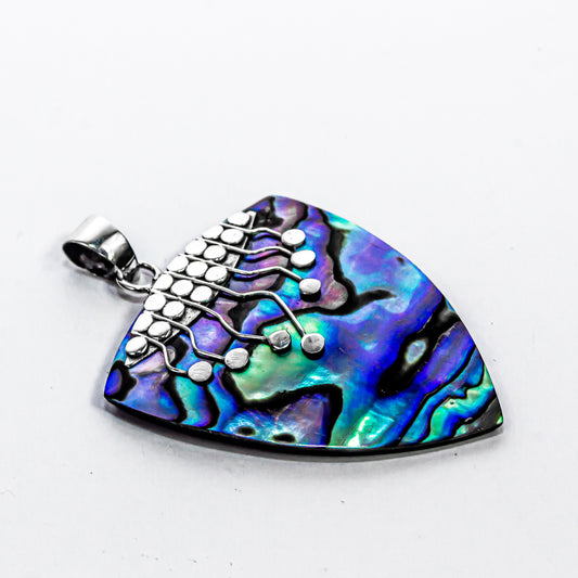 Enchanting Bali Handmade Arrowhead Abalone Shell Pendant in Sterling Silver