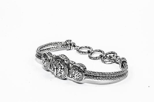 Enchanting Bali Dragonfly Handmade adjustable Tulang Naga Bracelet in Sterling Silver