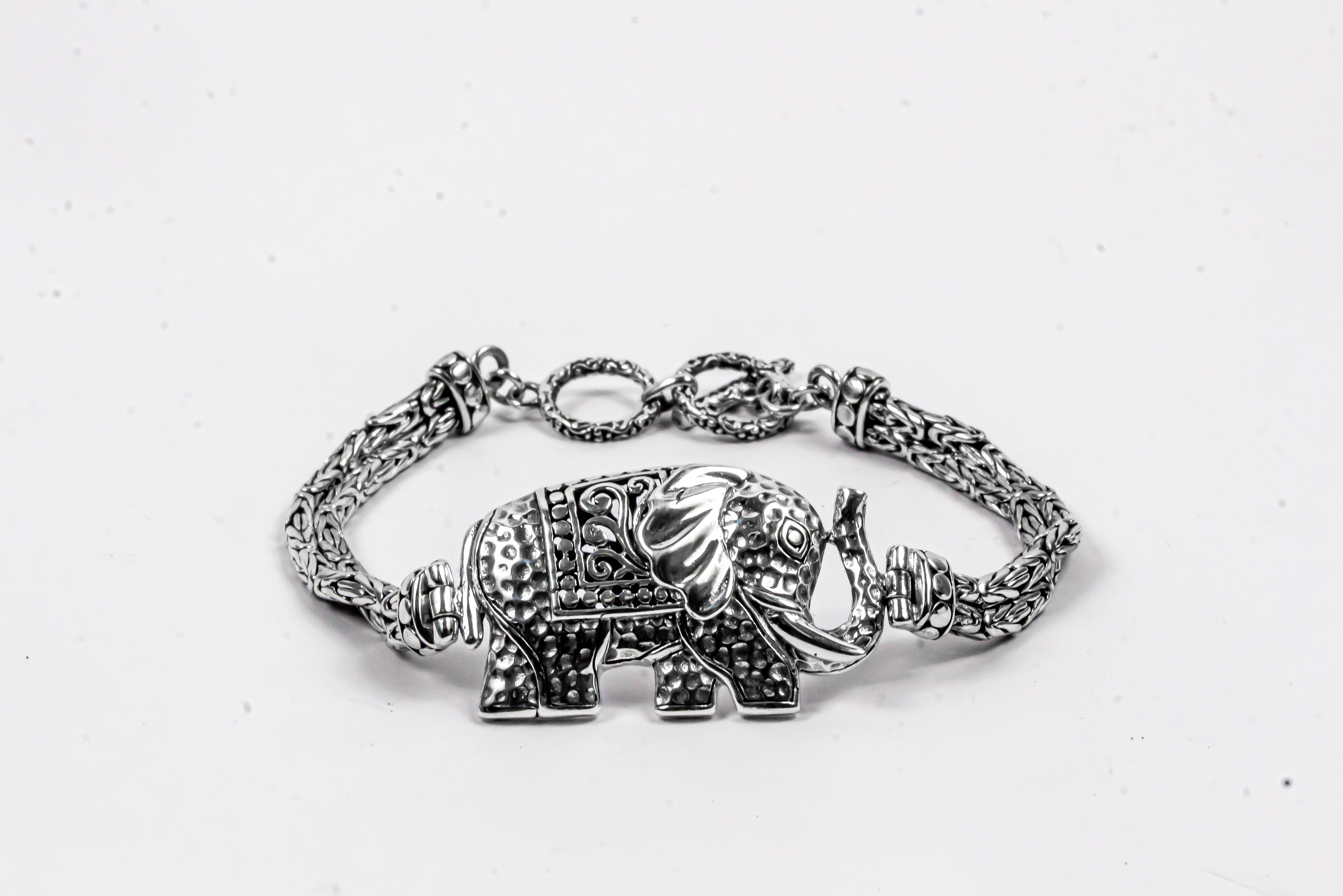 Enchanting Bali Elephant Handmade adjustable Borobudur Bracelet in Sterling Silver