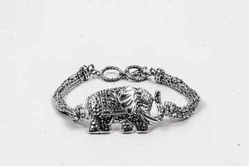 Enchanting Bali Elephant Handmade adjustable Borobudur Bracelet in Sterling Silver