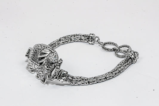 Enchanting Bali Elephant Handmade adjustable Borobudur Bracelet in Sterling Silver