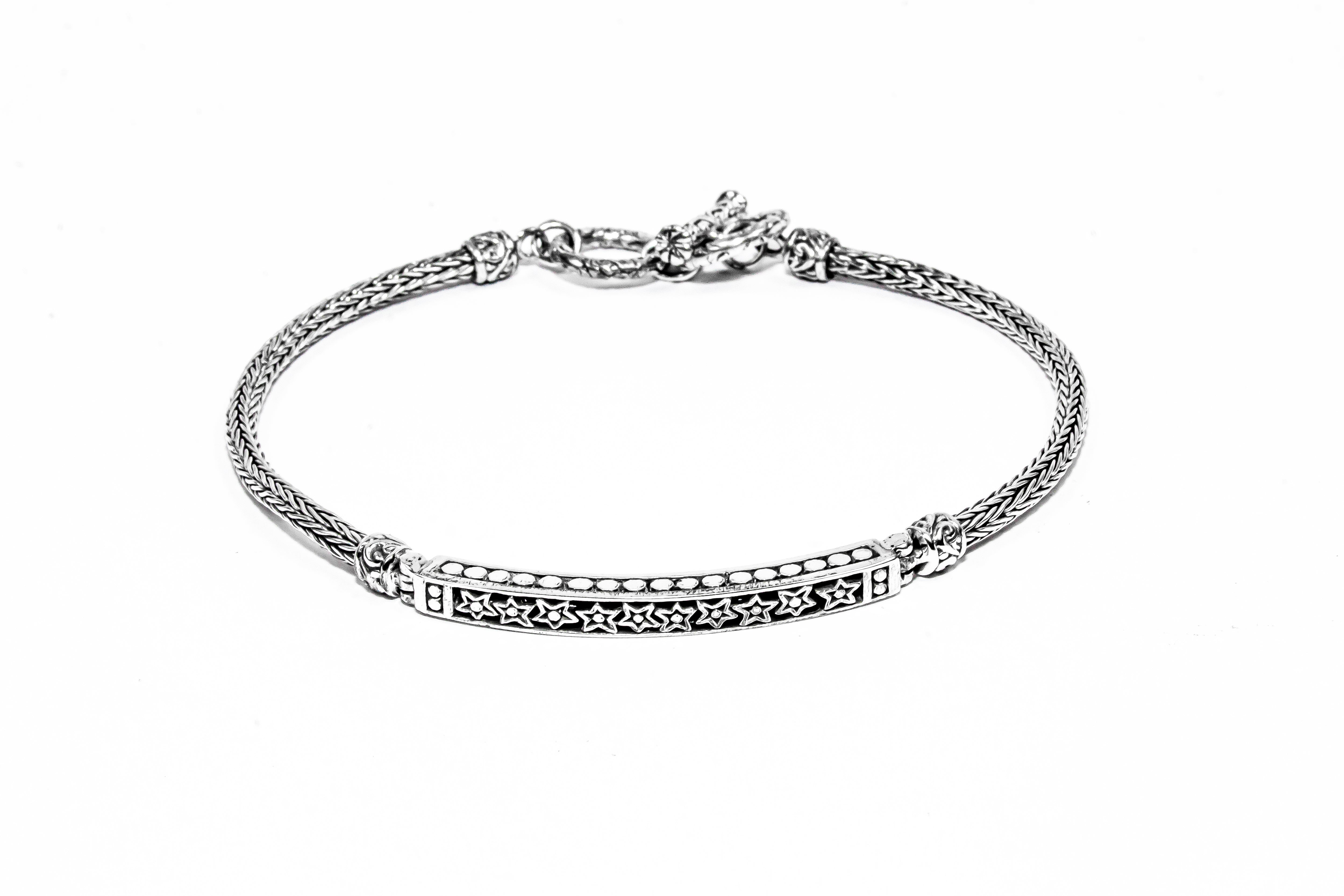 Enchanting Bali Handmade Be a Star adjustable Tulang Naga Bracelet in Sterling Silver