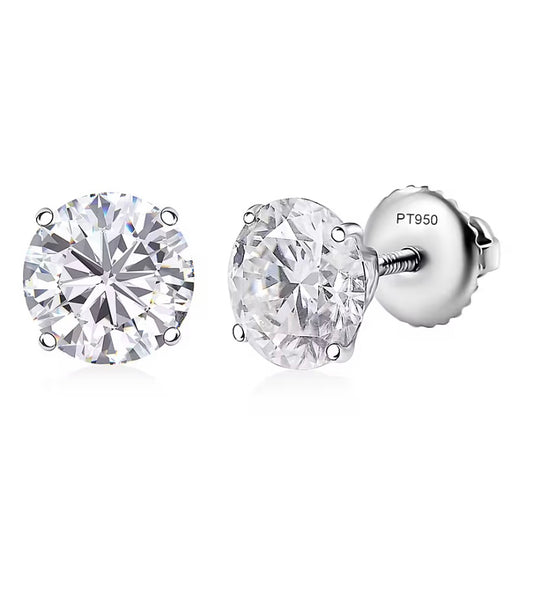 Moissanite Stud earring in Platinum