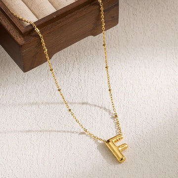 Stainless Steel 18 K Gold IP F initial Pendant Necklace 18 inch with 2inch extender