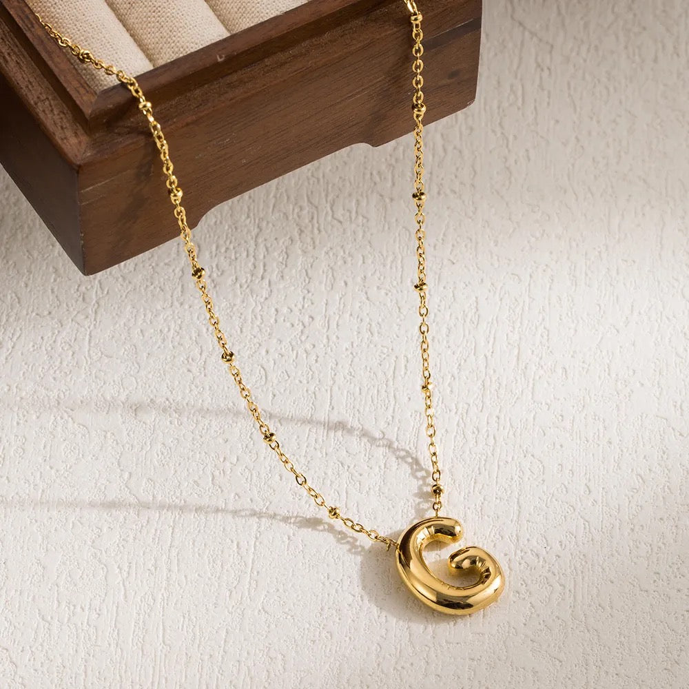 Stainless Steel 18 K Gold IP G initial Pendant Necklace 18 inch with 2inch extender