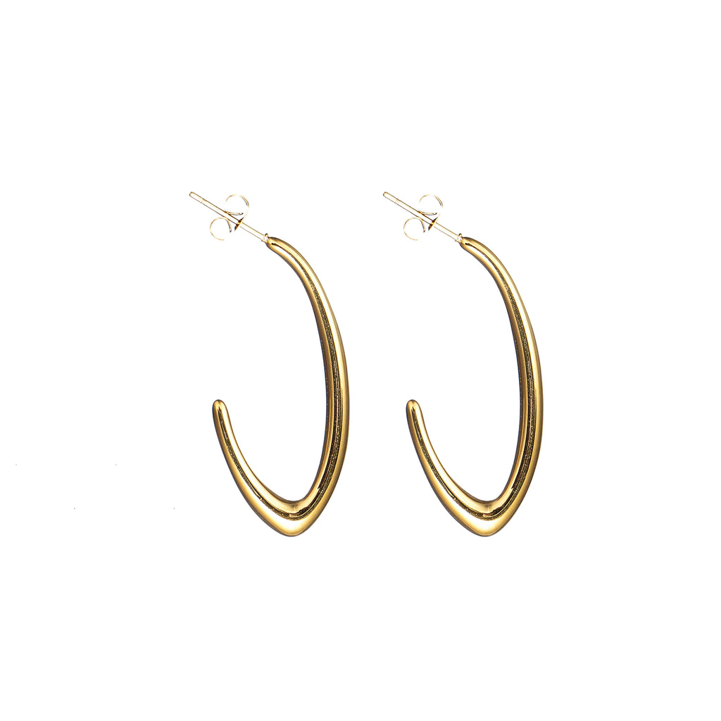 J Hoop Geometric Earring in Stainless Steel IP YG 40mm